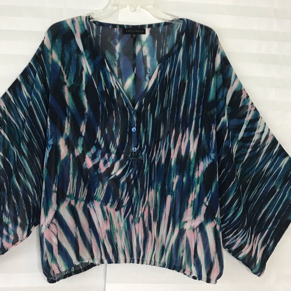 Sanctuary Tops - Sanctuary Abstract Sheer Wing Sleeve Top Sz L